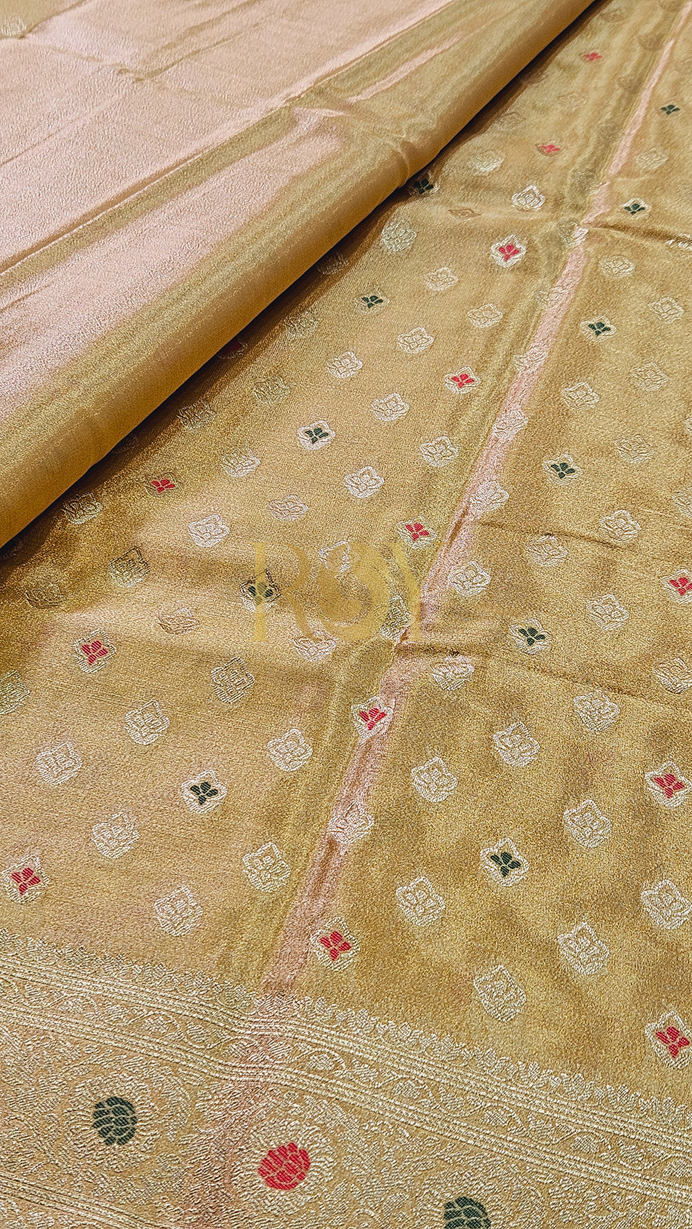 Banarasi tissue silk pastel yellow