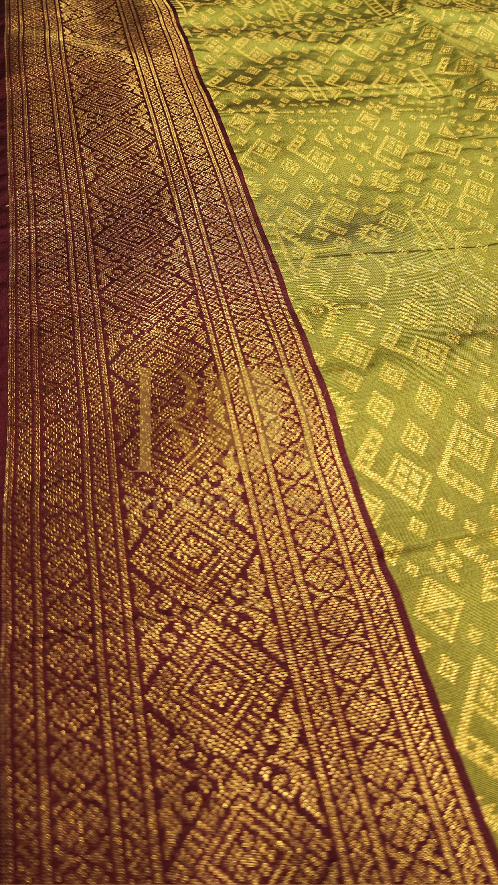 Avocado green soft Silk Saree