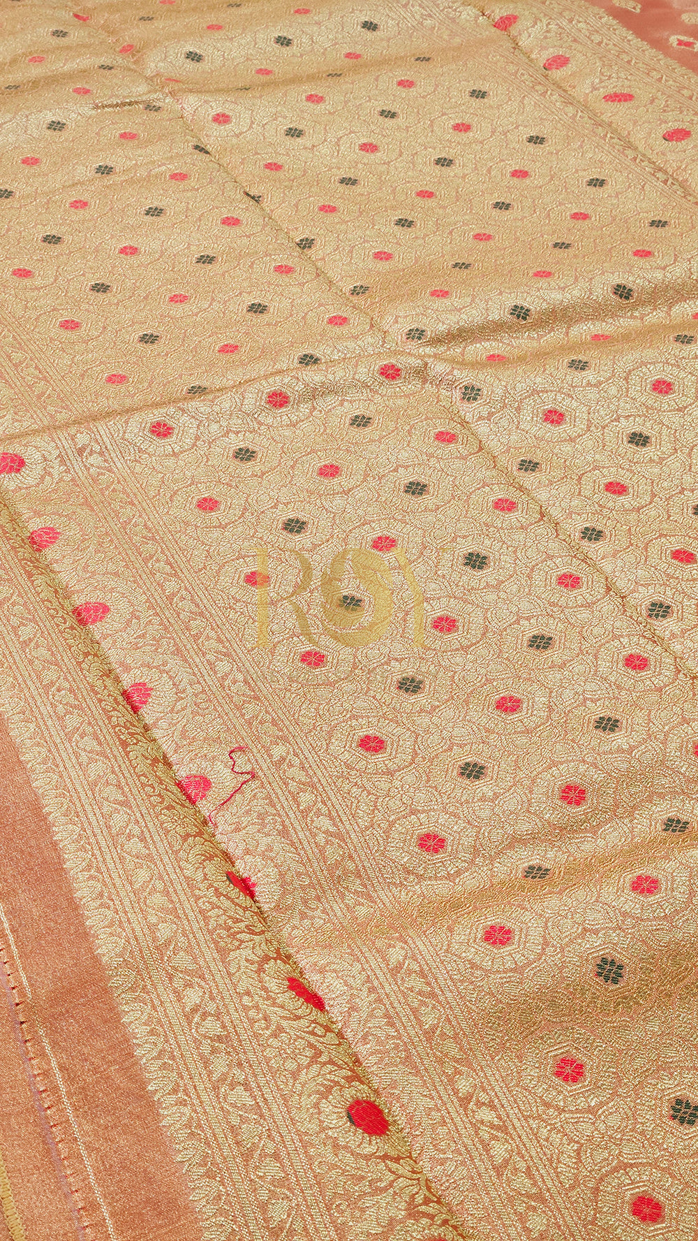 Banarasi tissue silk peach