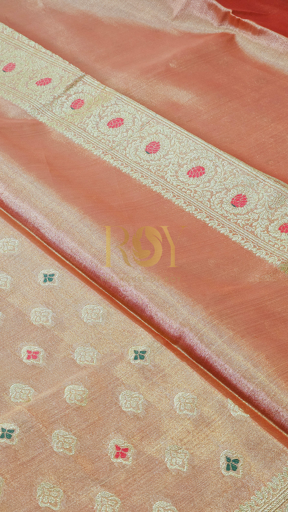 Banarasi tissue silk peach