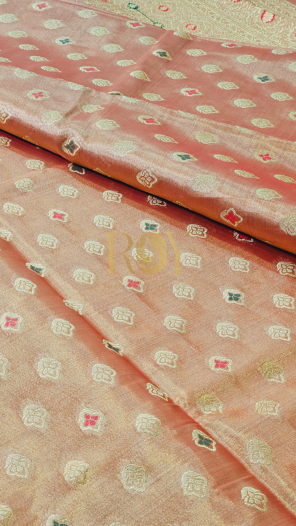 Banarasi tissue silk peach