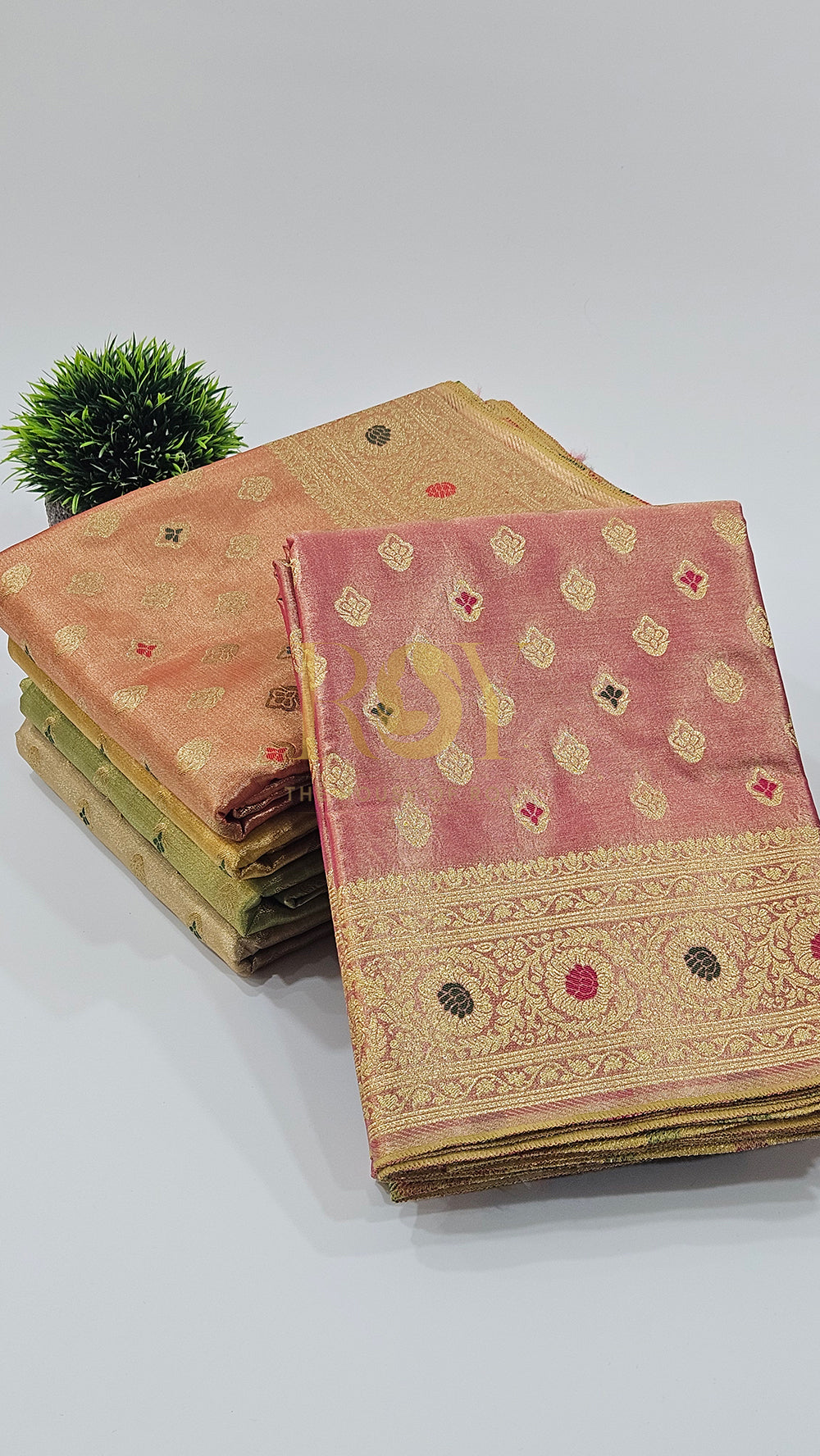 Banarasi tissue silk pink