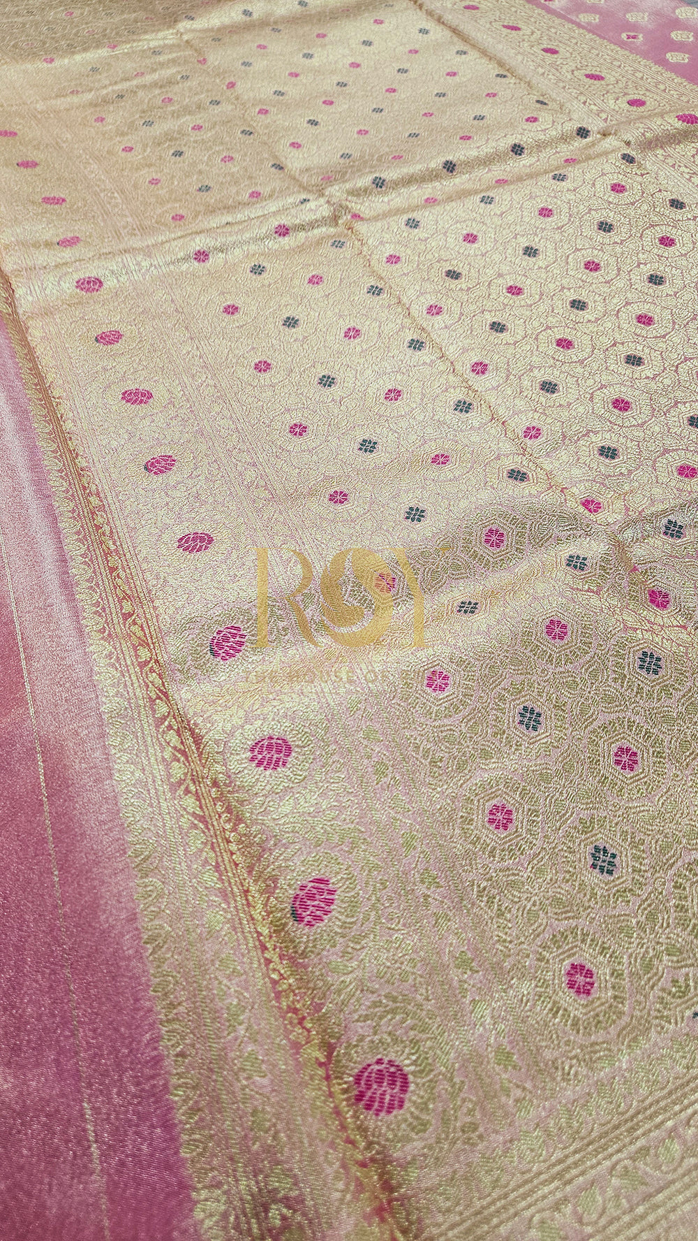 Banarasi tissue silk pink