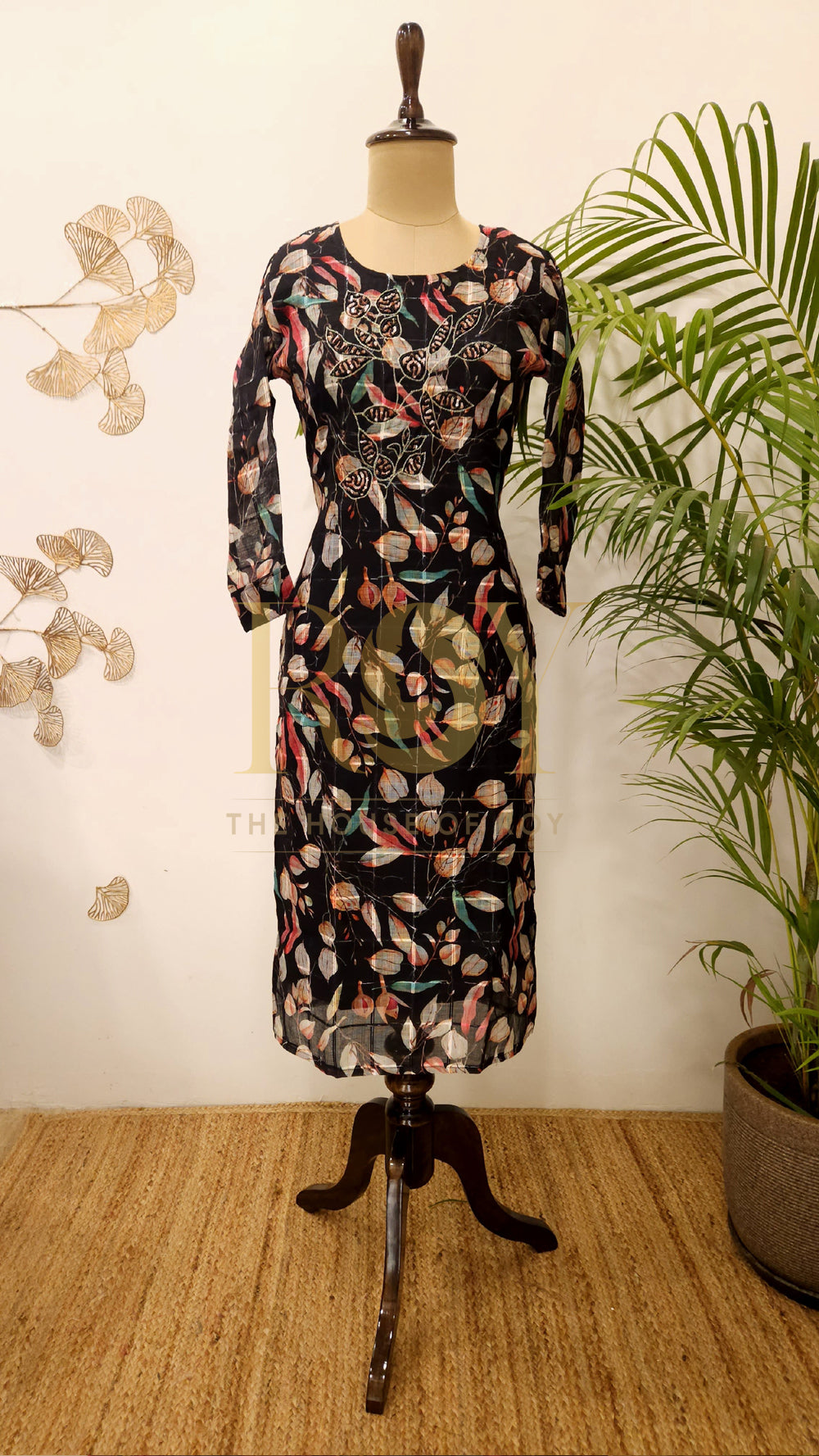 Black printed khadhi kurti