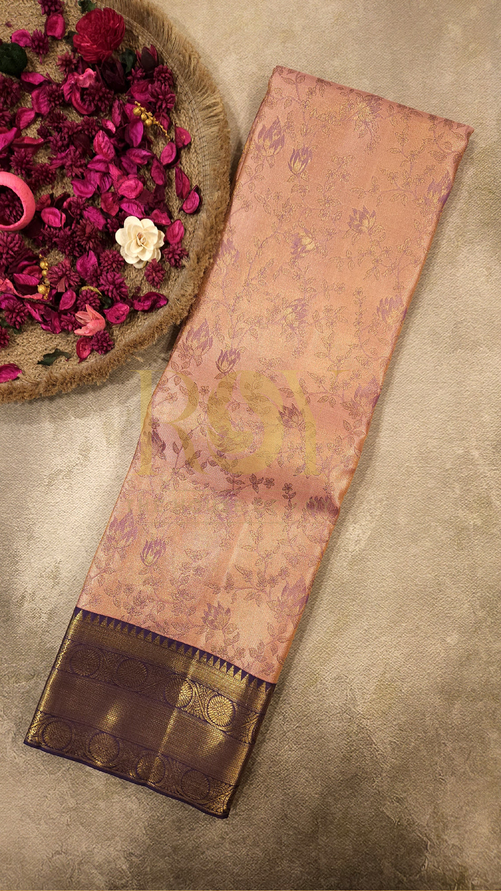 British rose Kancheepuram pure soft silk