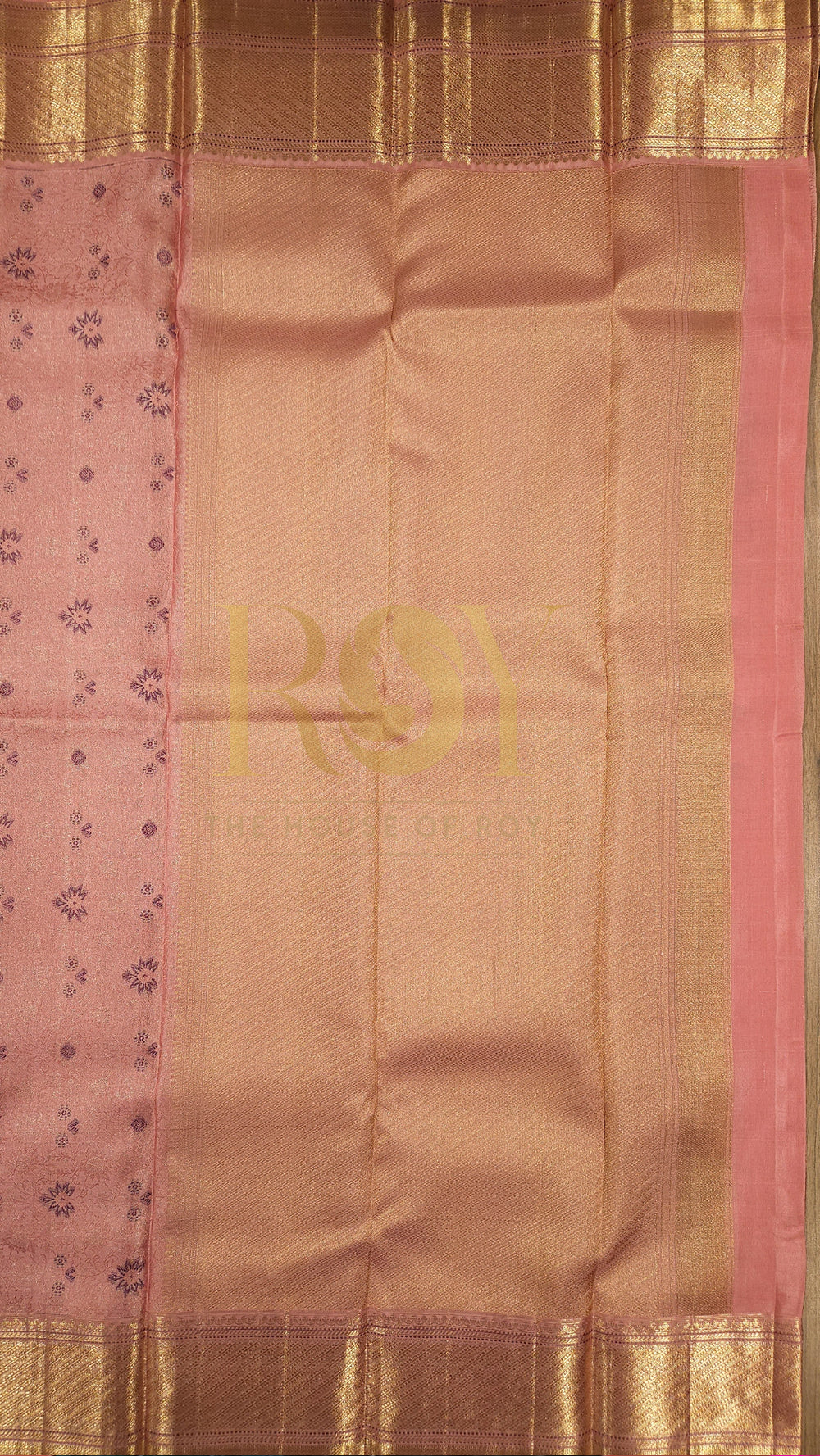 British rose floral pure kancheepuram silk saree