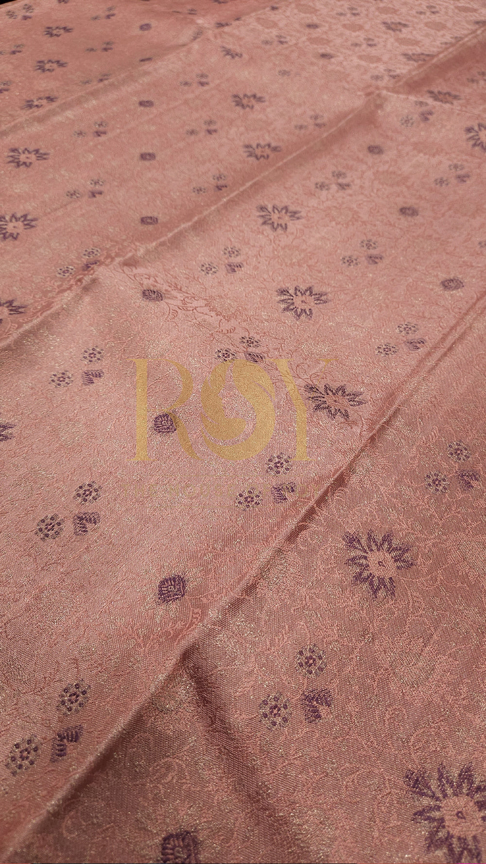 British rose floral pure kancheepuram silk saree