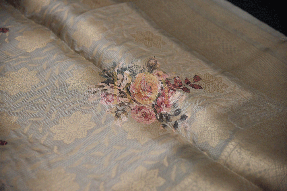 Brocade pista green silk