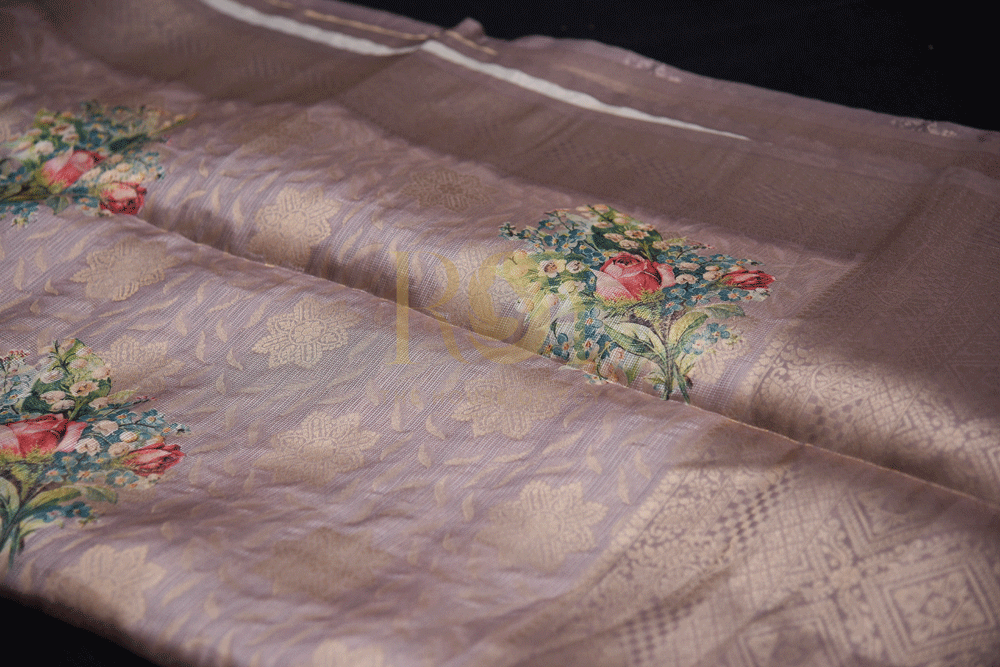 Brocade pastel shades of rose silk