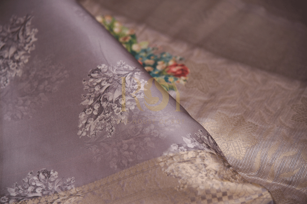 Brocade pastel shades of rose silk