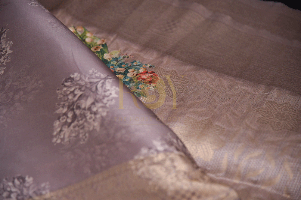 Brocade pastel shades of rose silk