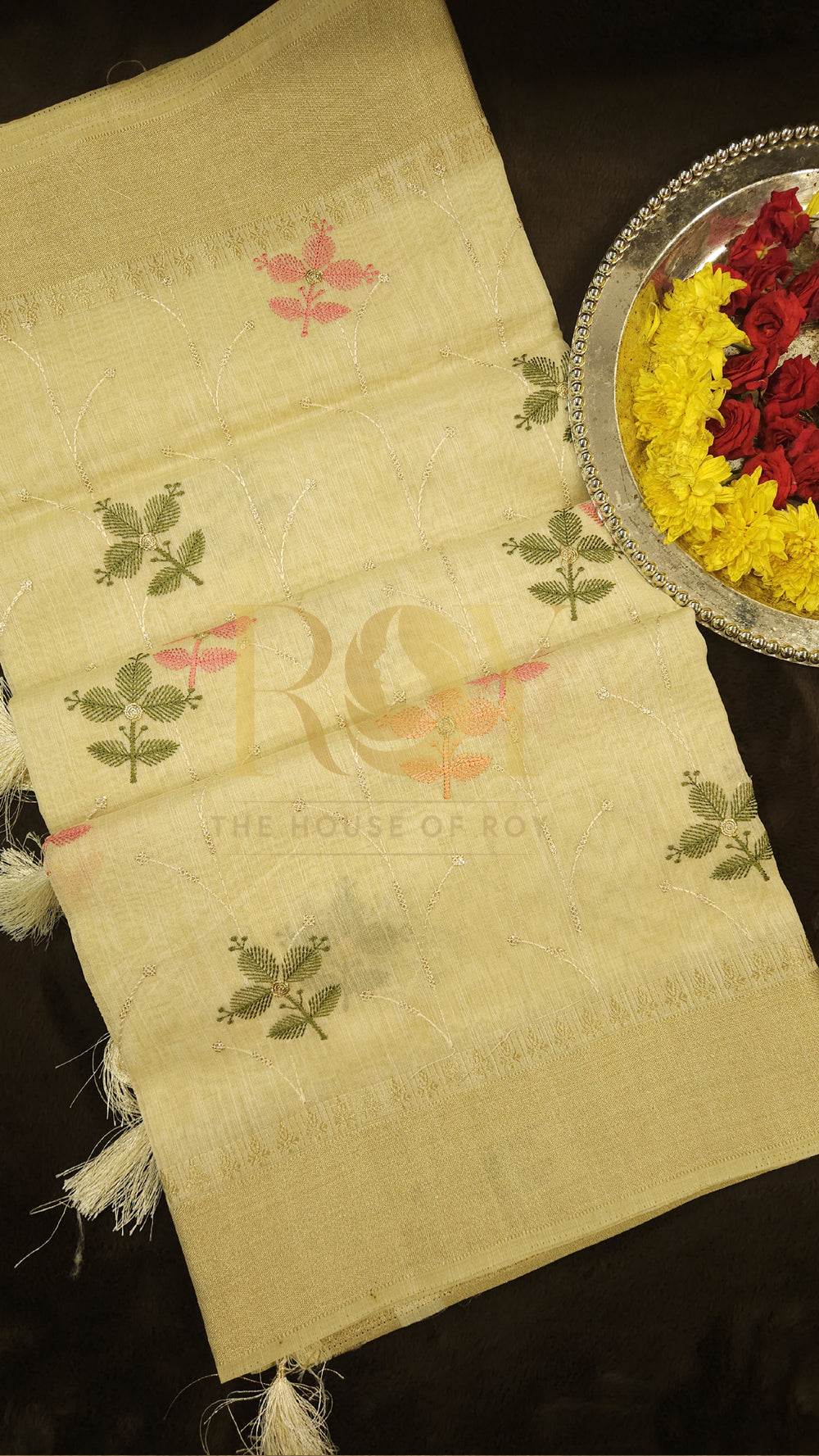 Chandheri embroidered silk cotton saree