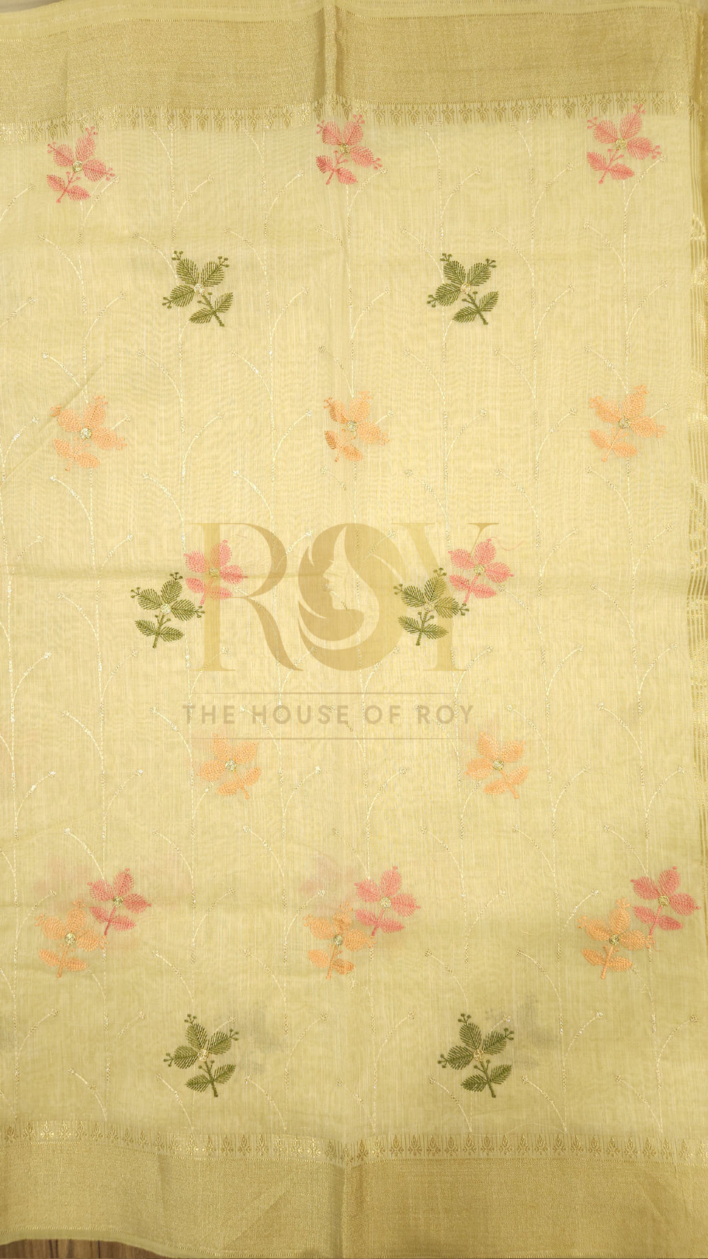 Chandheri embroidered silk cotton saree
