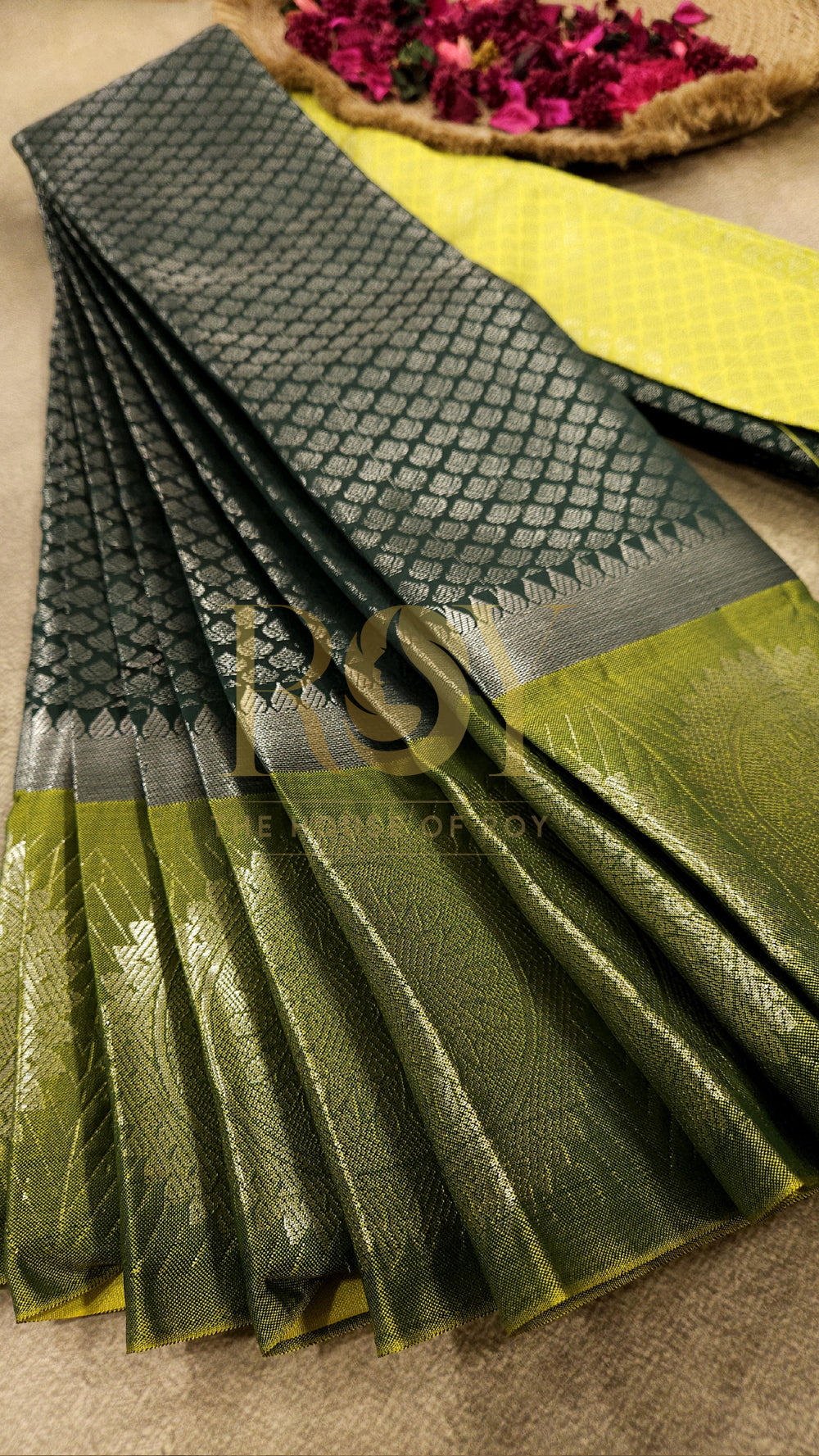 Dark green Mix silk saree
