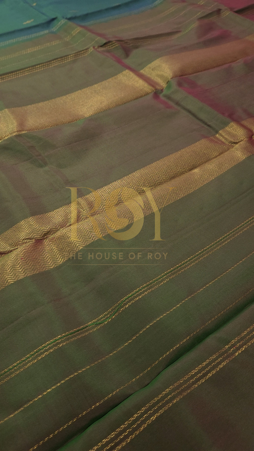 Emerald dual-toned pure arani silk saree