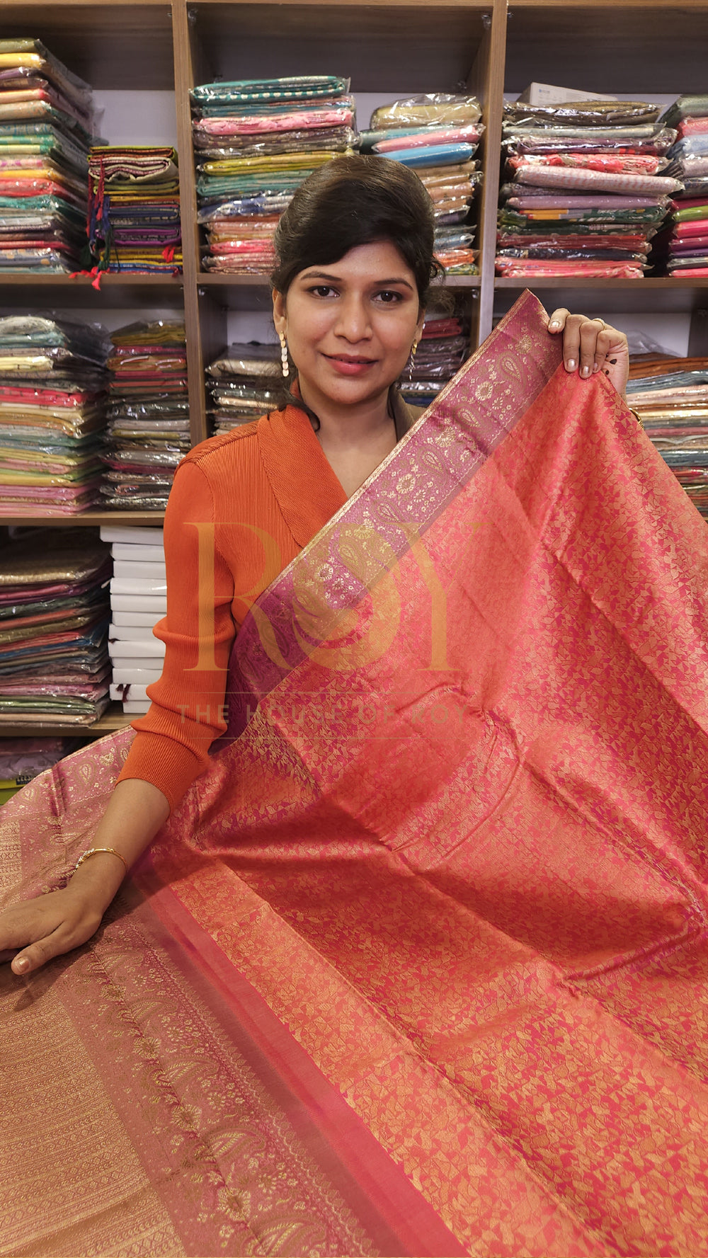 Flames kancheepuram pure soft silk saree