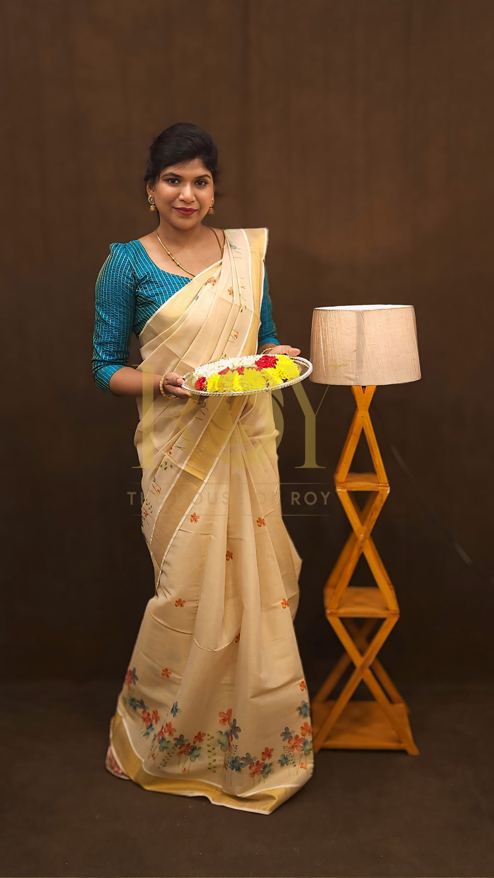 Multicolour Floral tissue silk kasavu saree