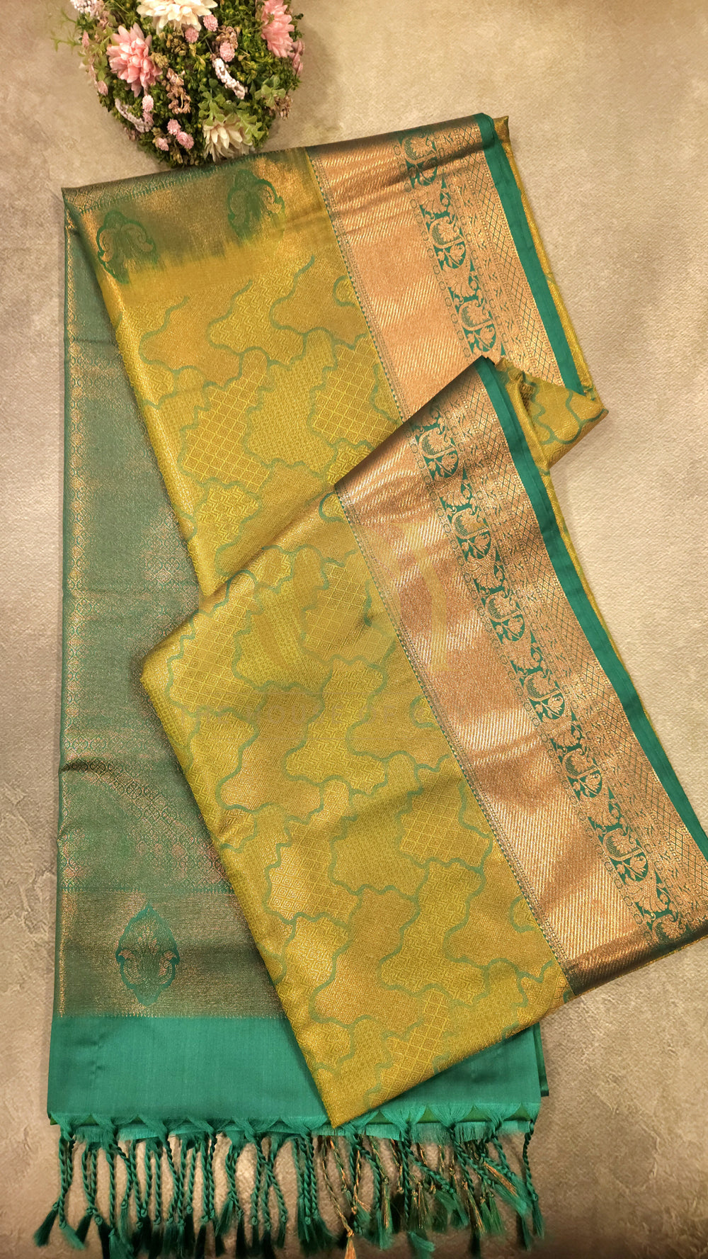 Green jacquard soft silk