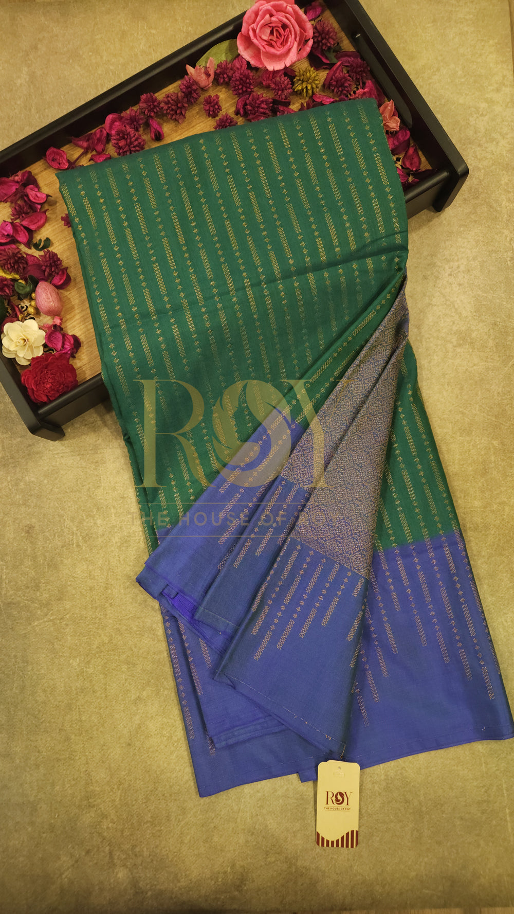 Handloom Silk cotton Saree lush green