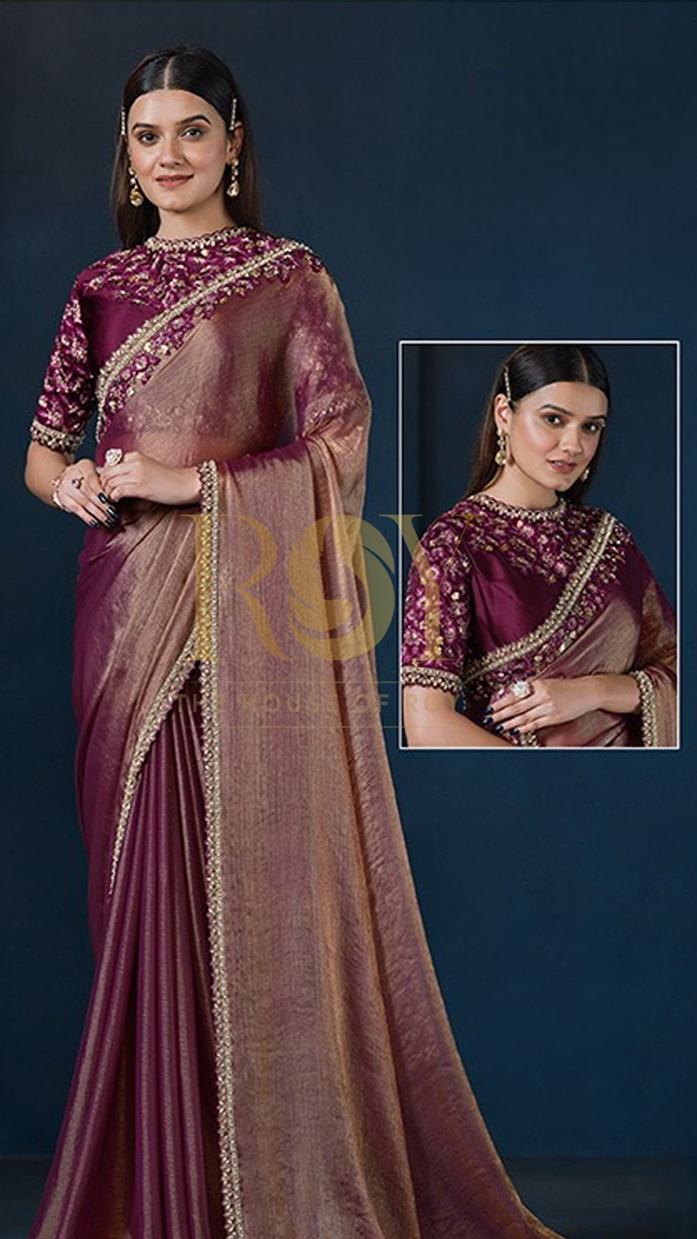 Tissue magenta designer saree