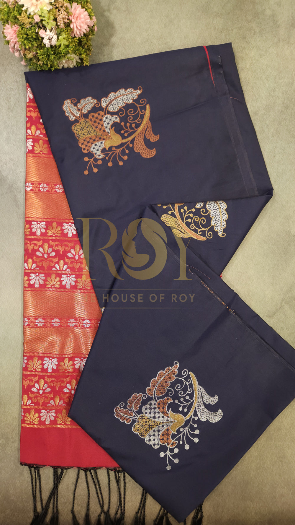 Navy blue soft silk