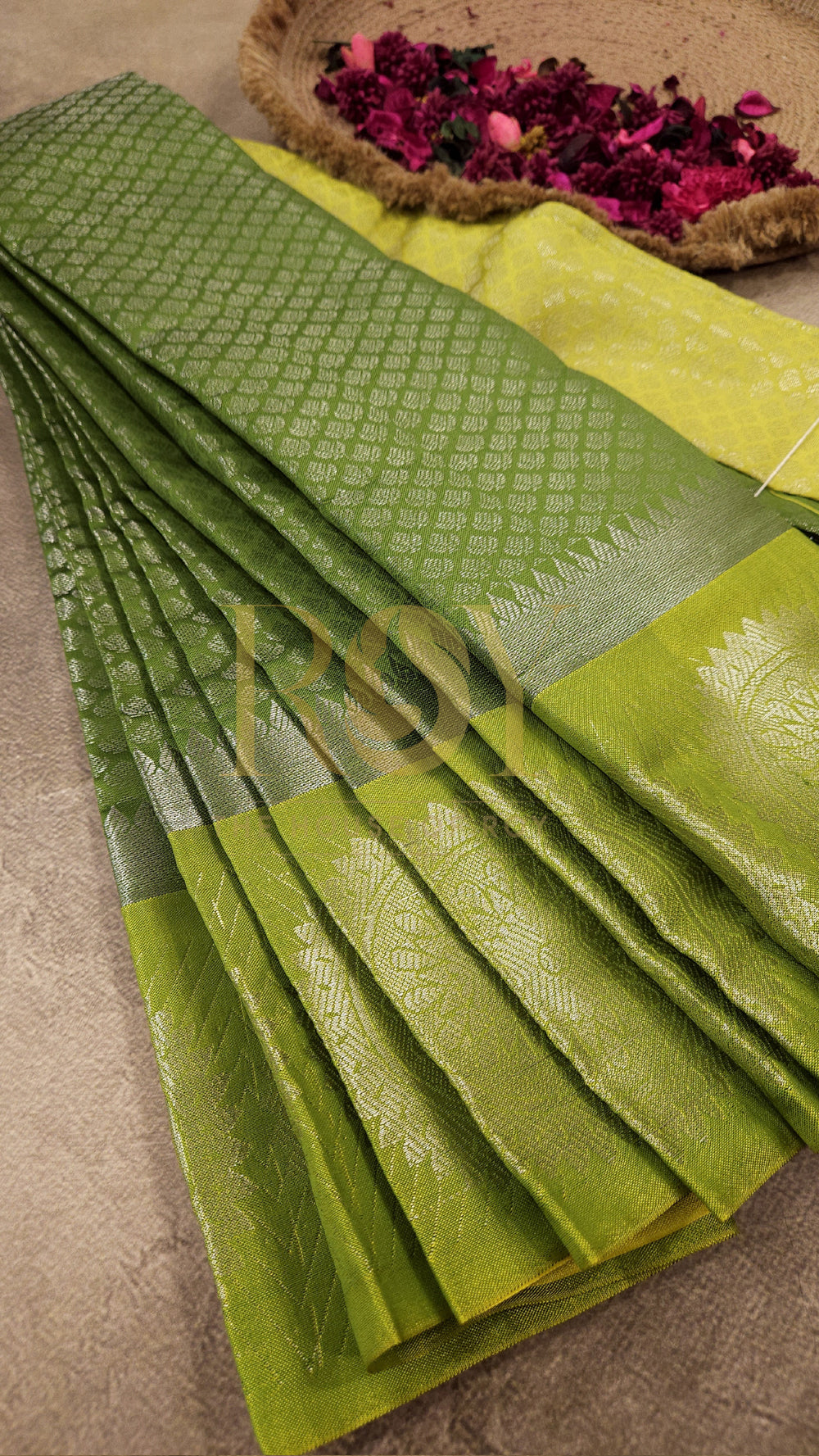Olive green Mix silk saree