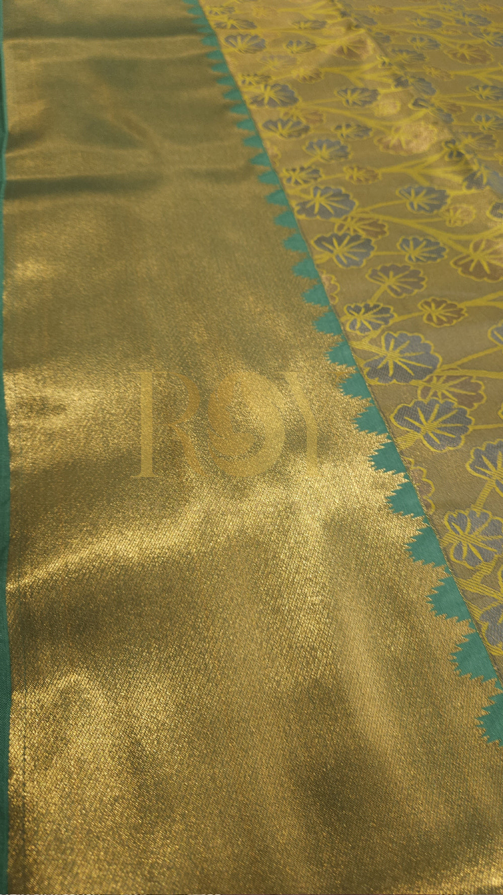 Pastel green jacquard soft silk