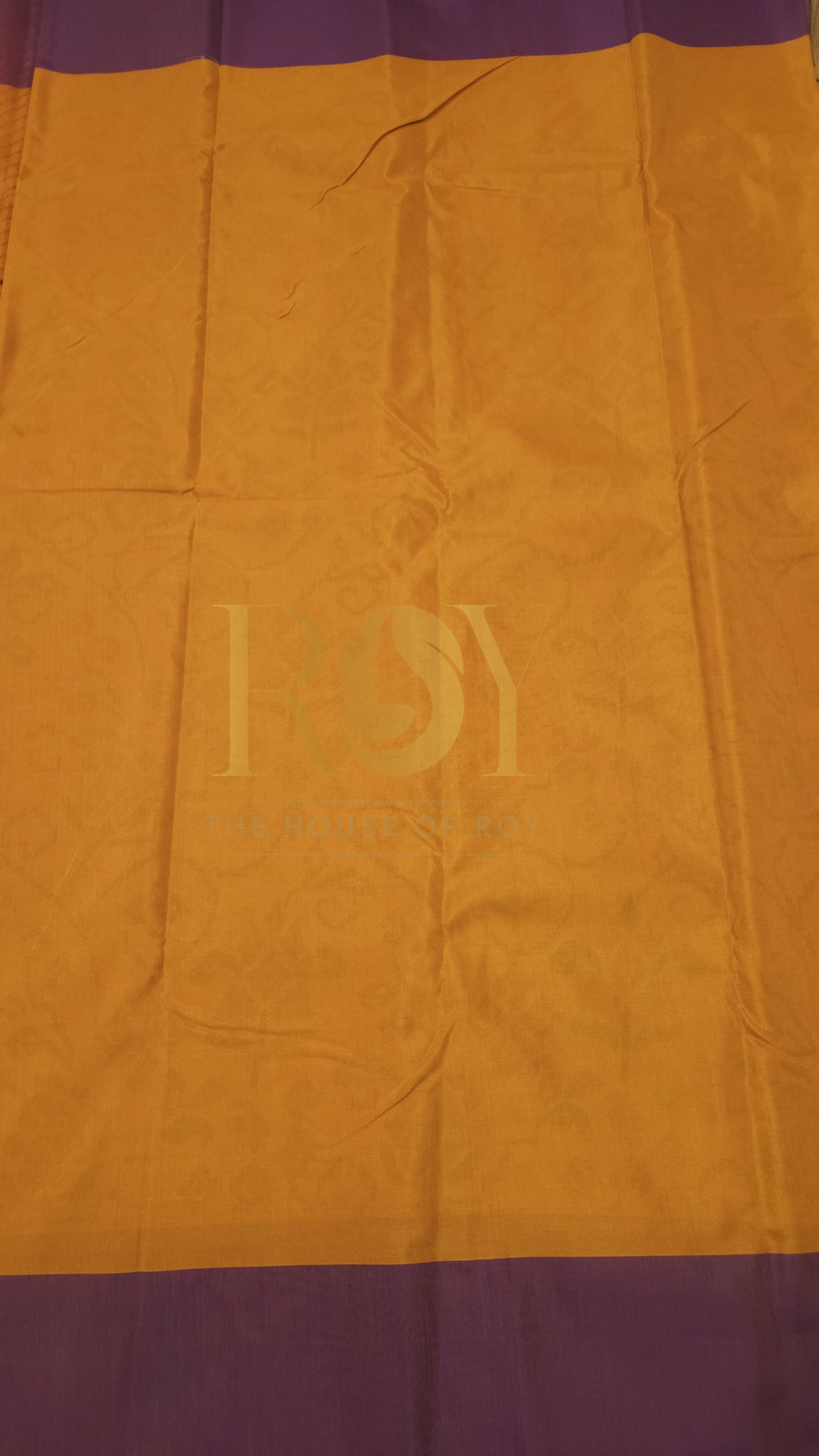 Patola print Silk cotton Saree amber yellow