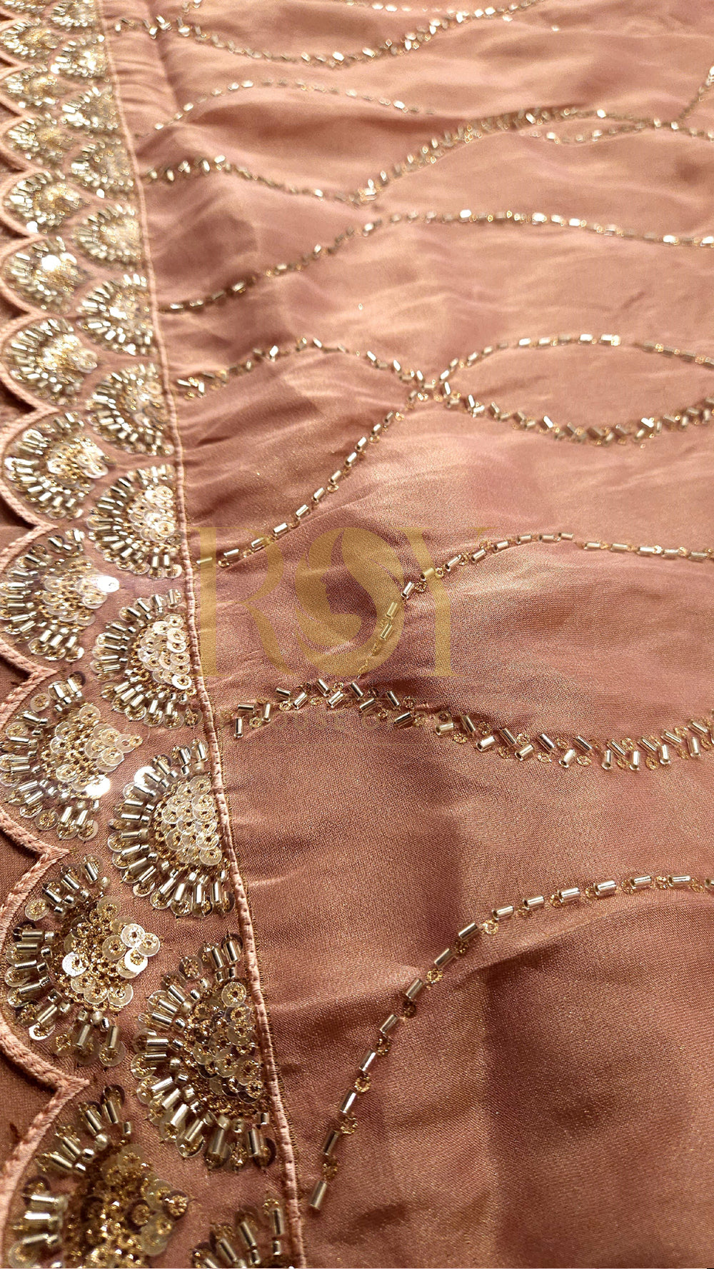 Peach party wear saree