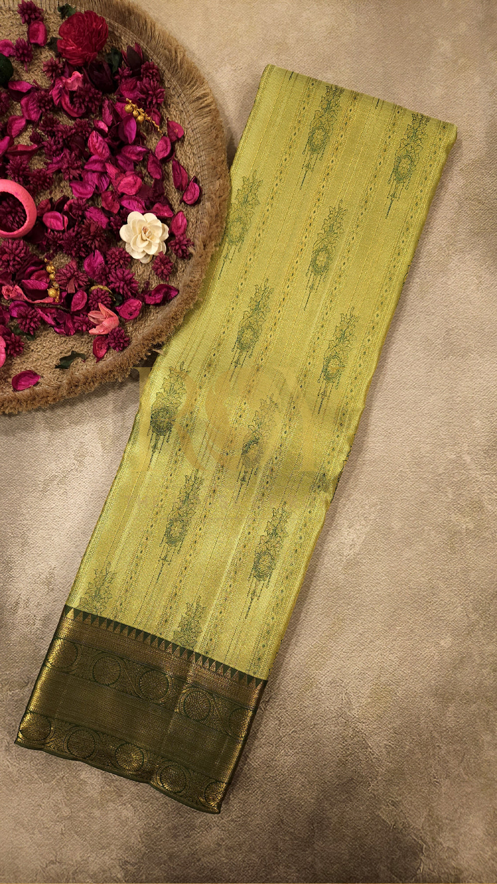 Pista green Kancheepuram pure soft silk