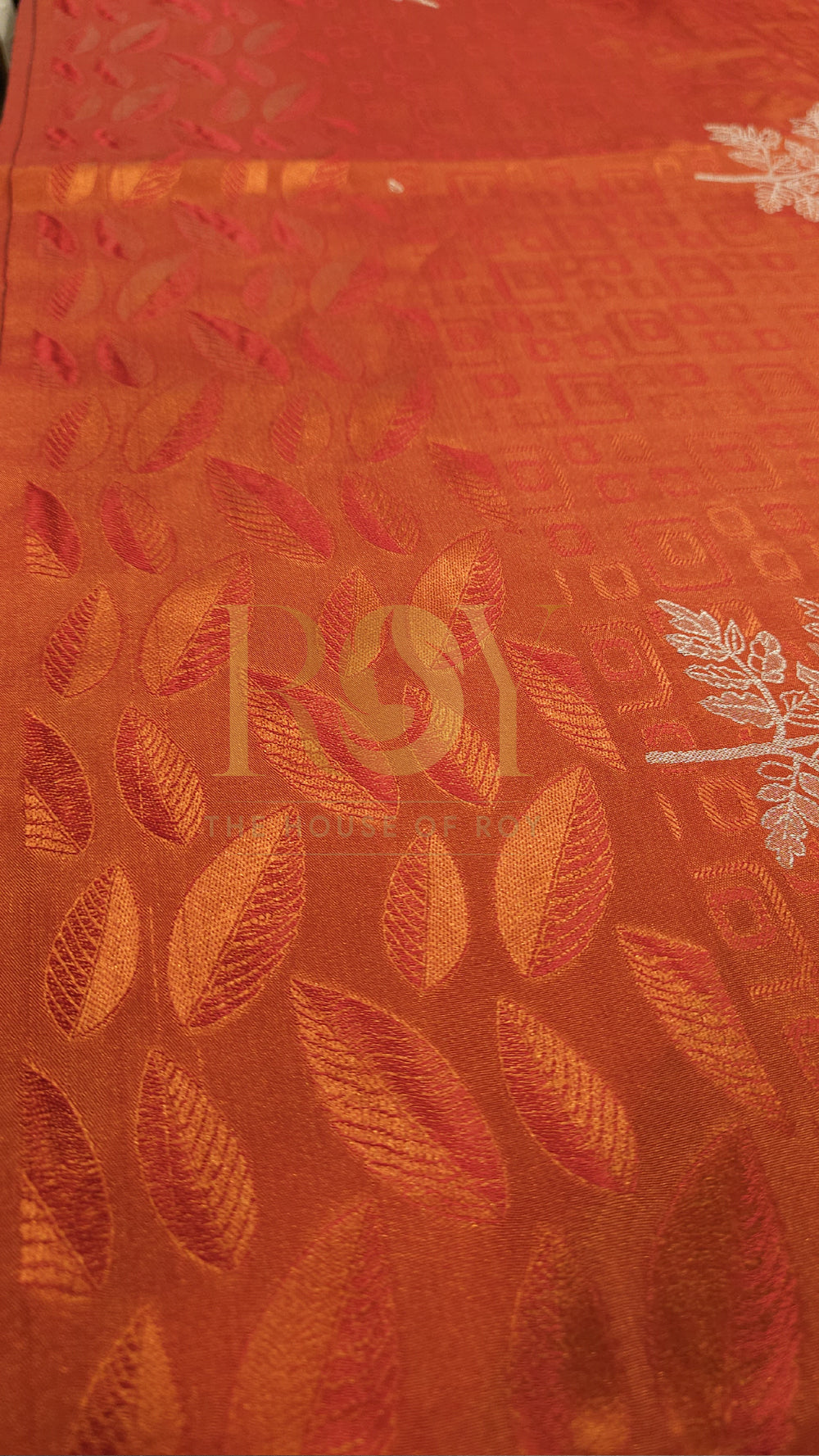 Pumpkin orange embossed soft silk