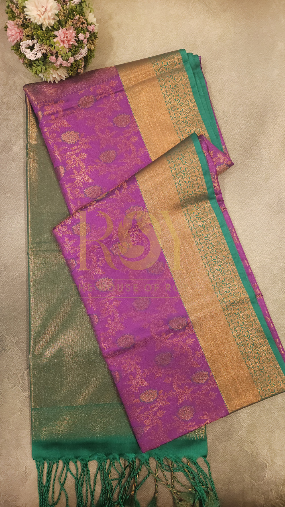 Purple kodi brocade silk saree