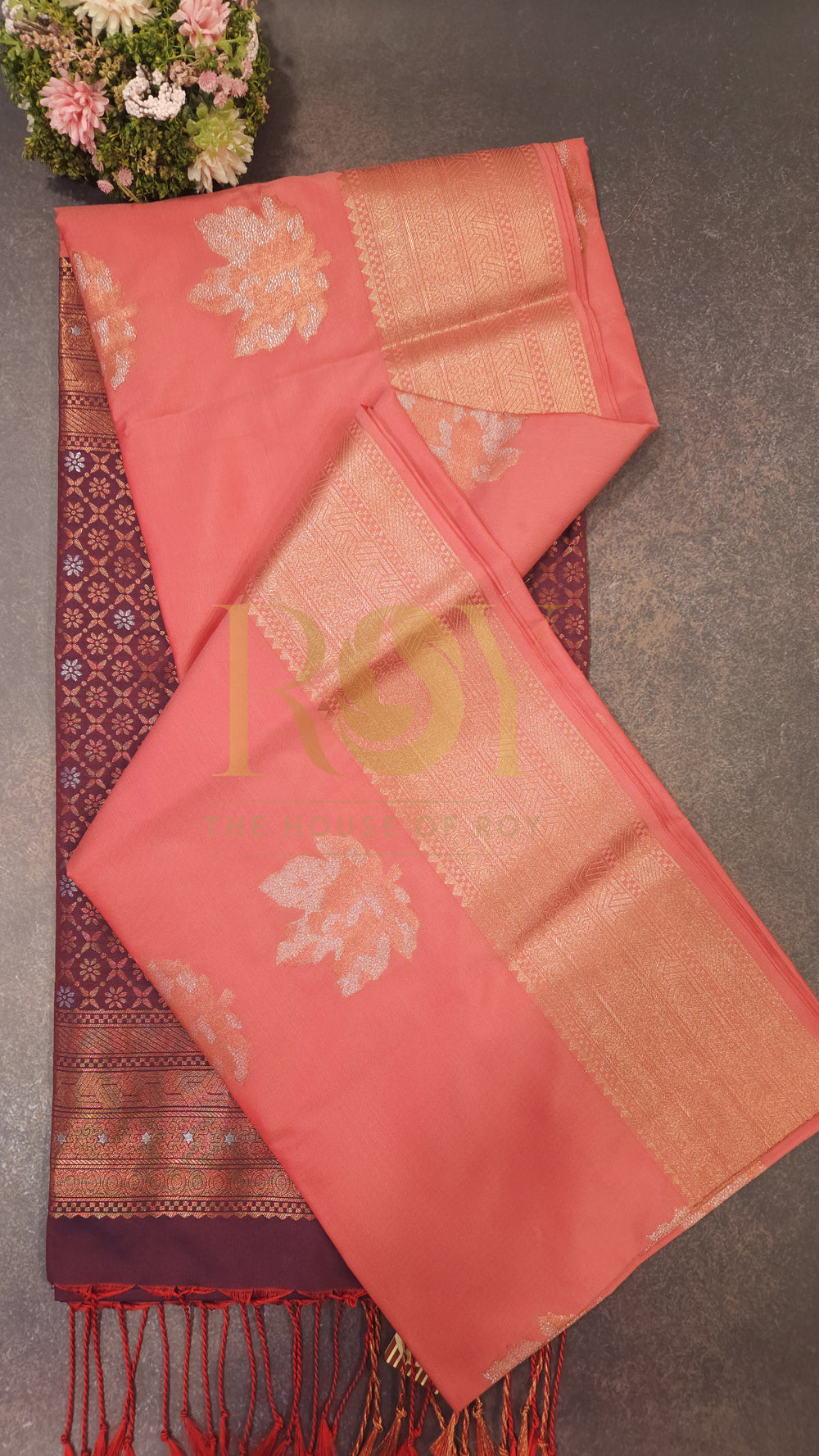 Reddish peach soft silk