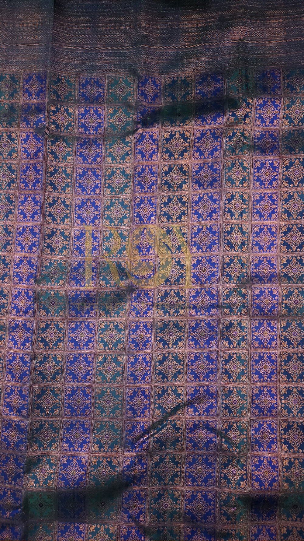 Royal blue and sapphire green Pure silk saree