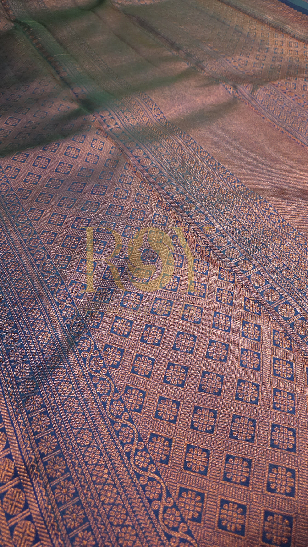 Royal blue and sapphire green Pure silk saree