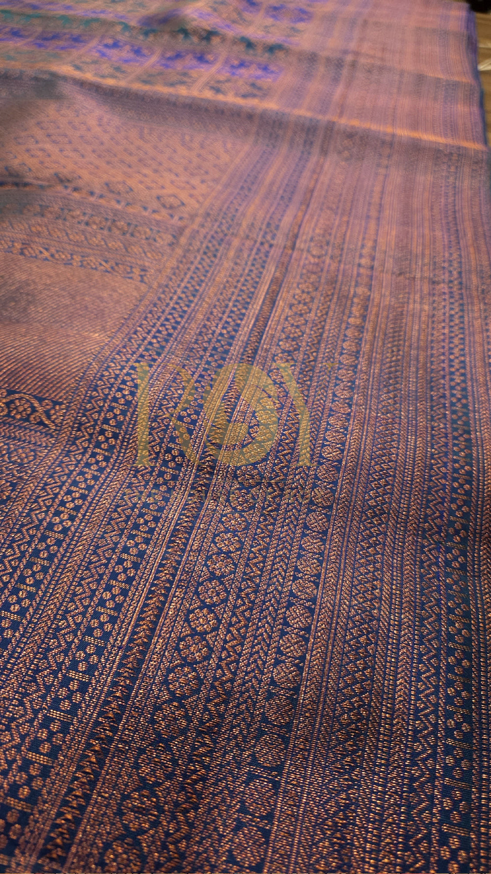 Royal blue and sapphire green Pure silk saree
