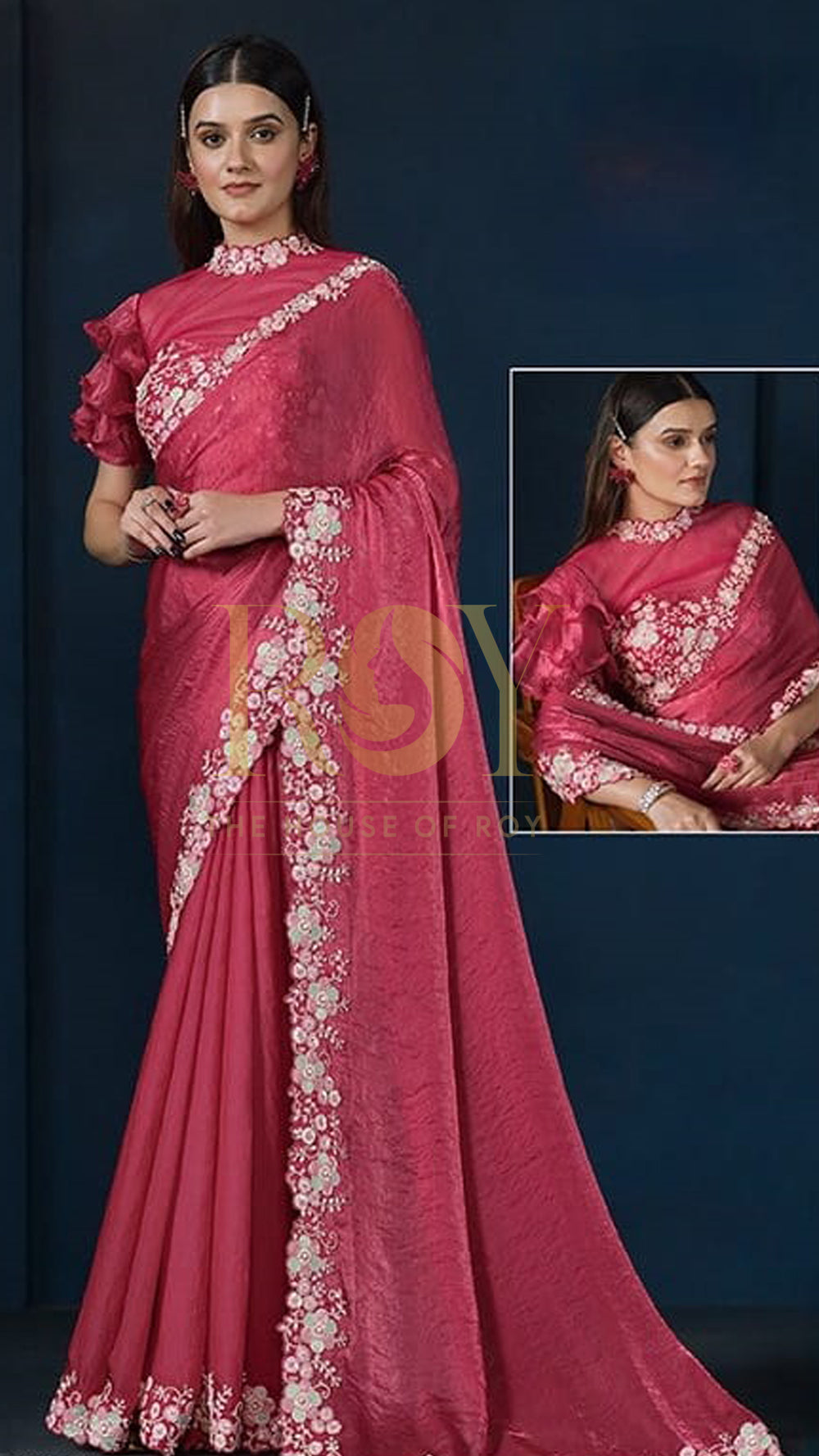 Ruby designer saree