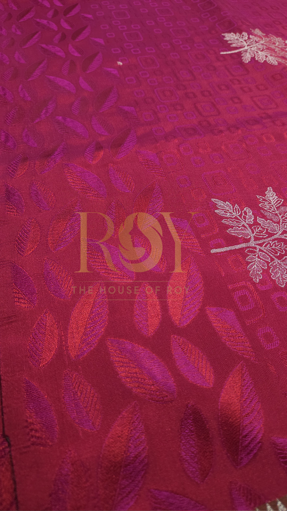 Ruby pink embossed soft silk