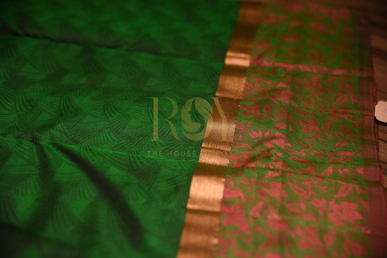 Pure Leaf green silk saree