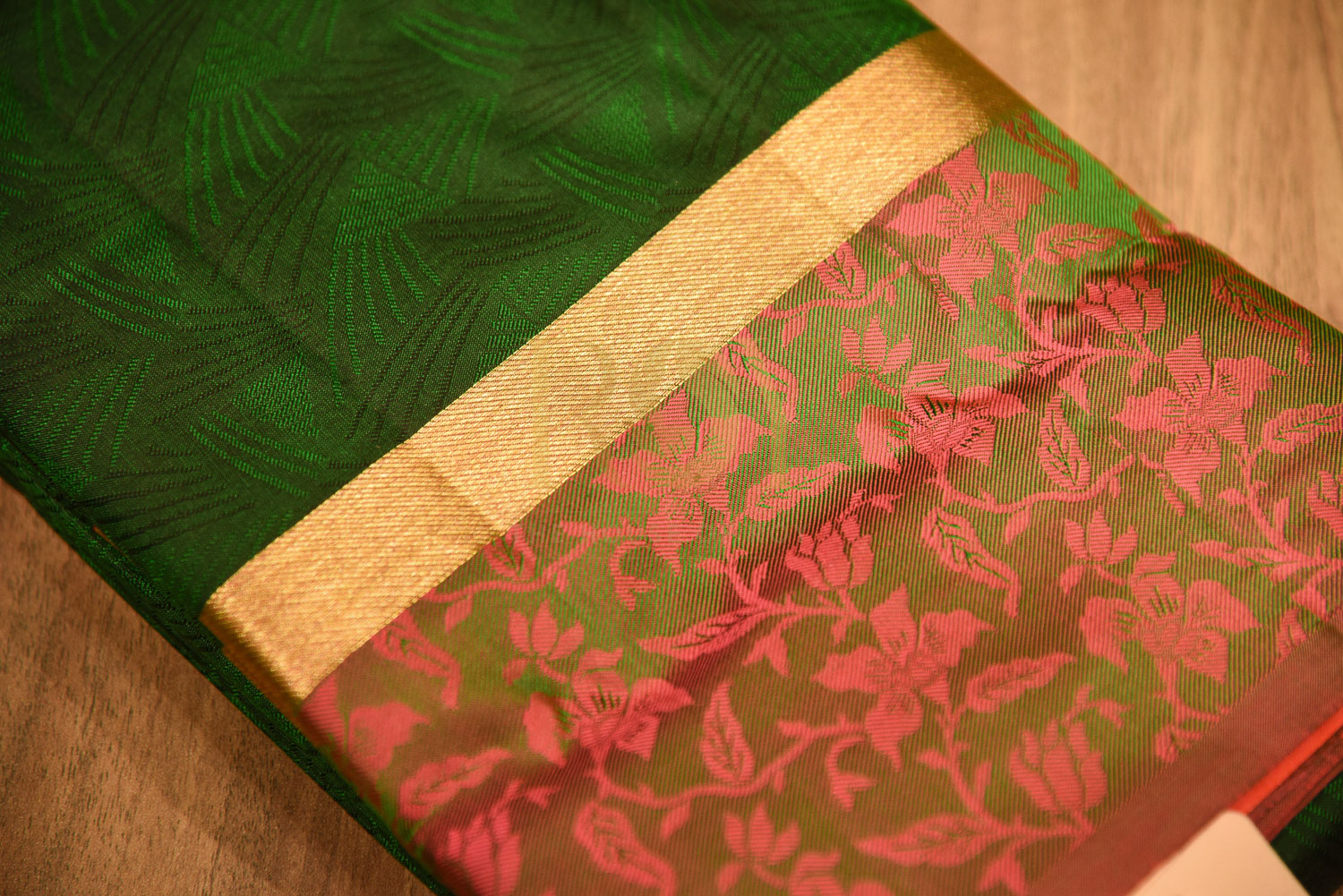 Pure Leaf green silk saree