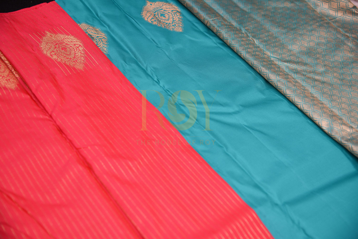 Pure silk tomato red saree