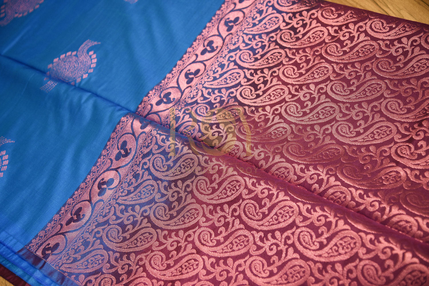 soft silk firozi blue saree