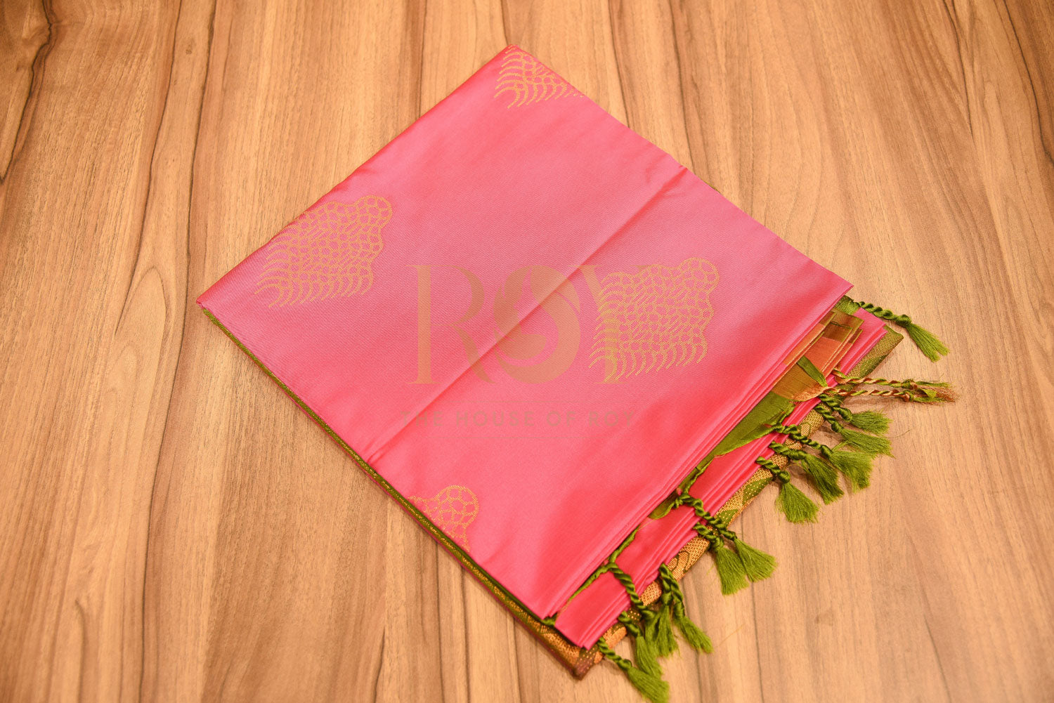 soft silk pink and olive green saree