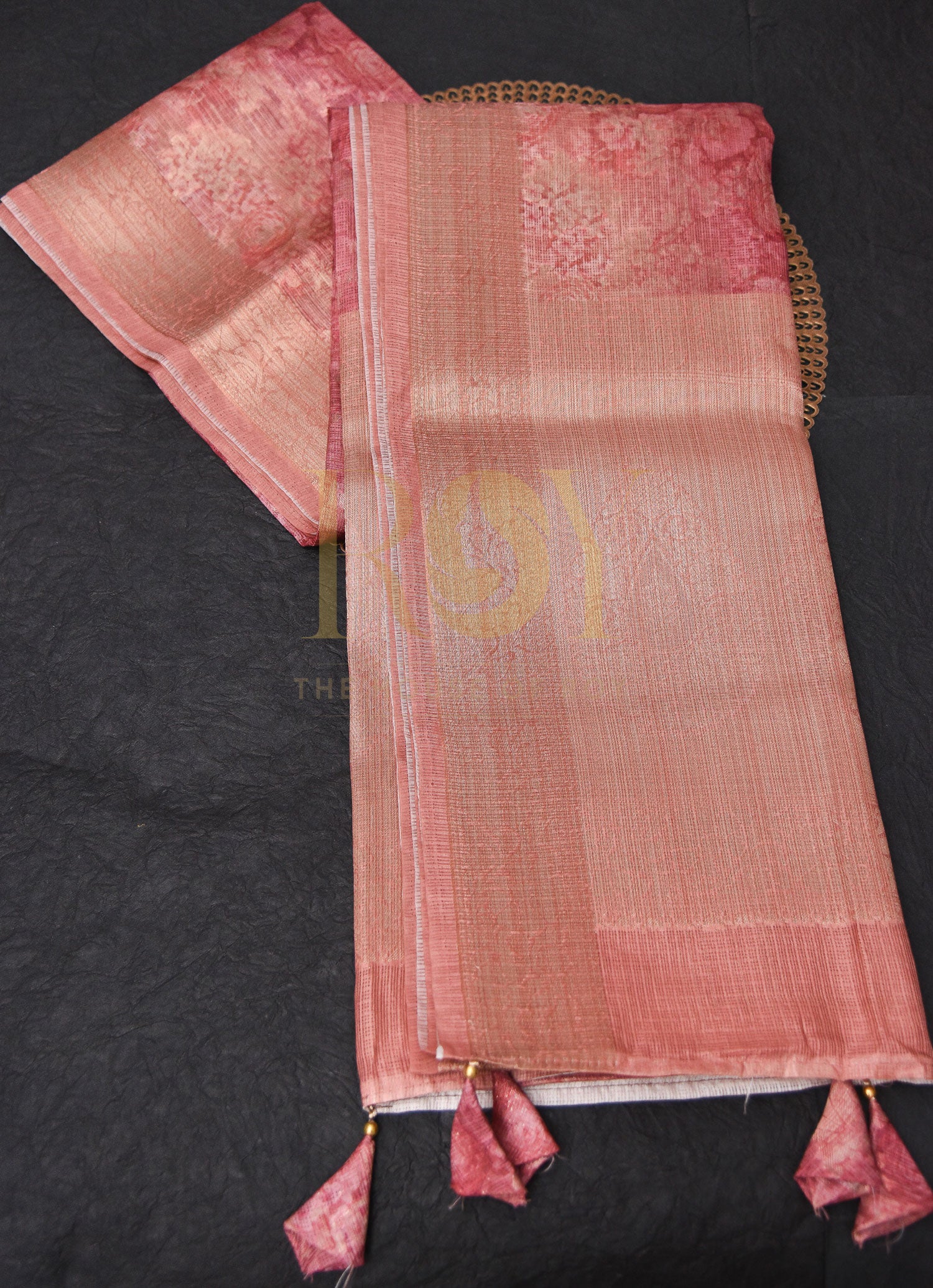 Art Dusty brown silk saree