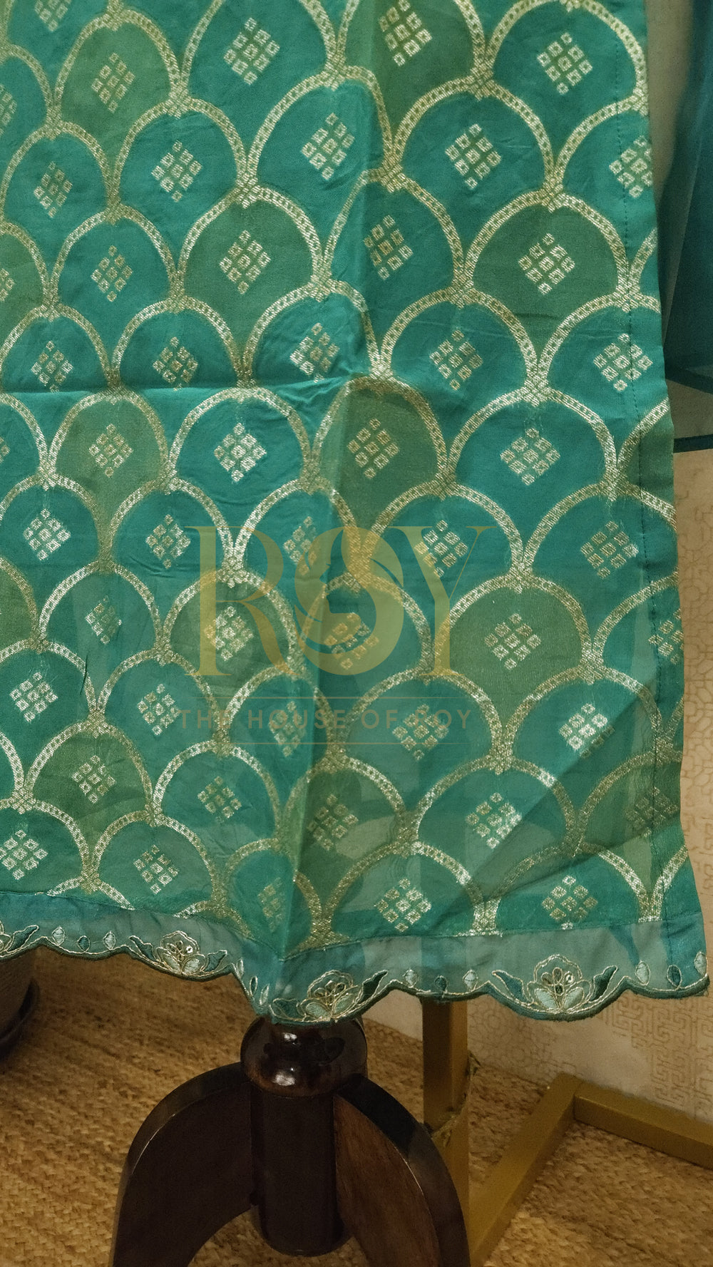 Teal blue banarasi chudi set