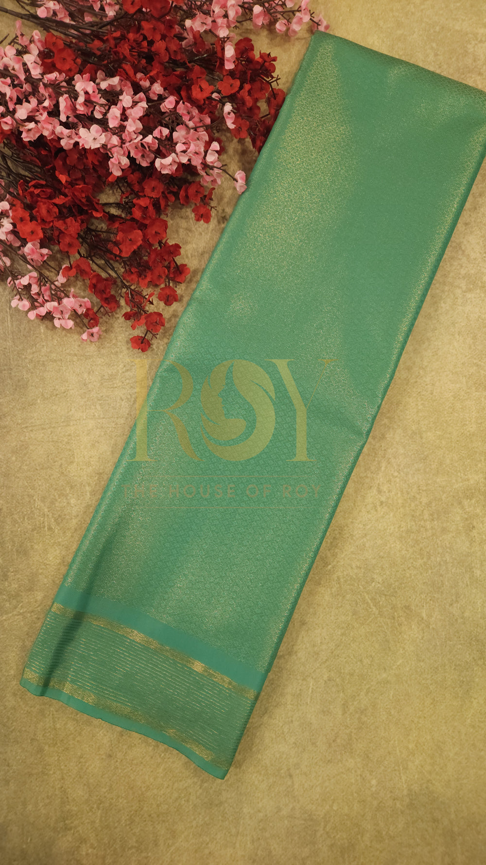 Tissue kanchi Silk Saree cyan-green