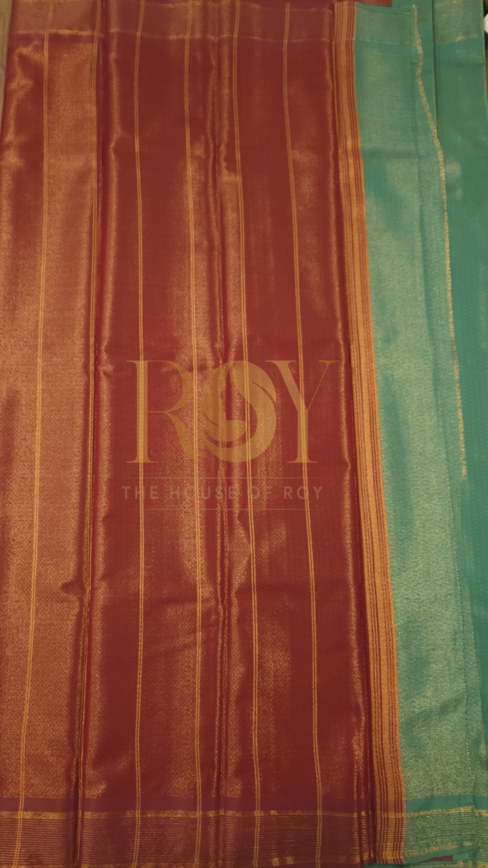 Tissue kanchi Silk Saree cyan-green