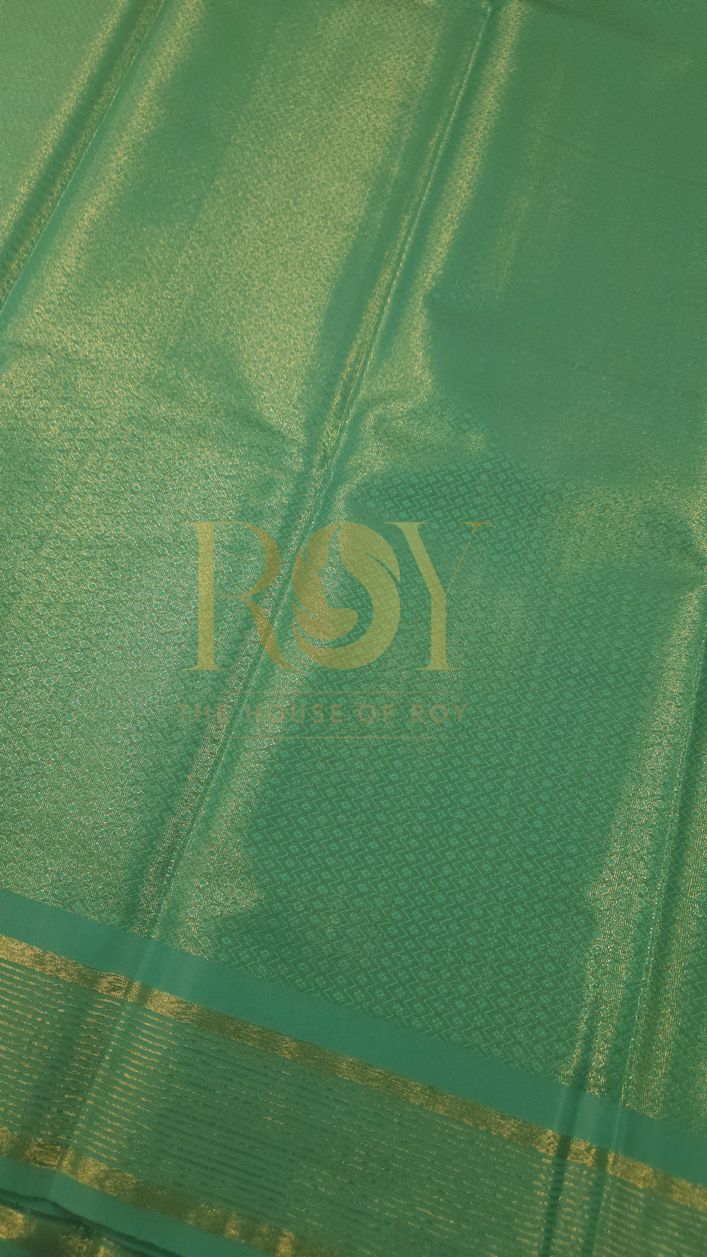 Tissue kanchi Silk Saree cyan-green