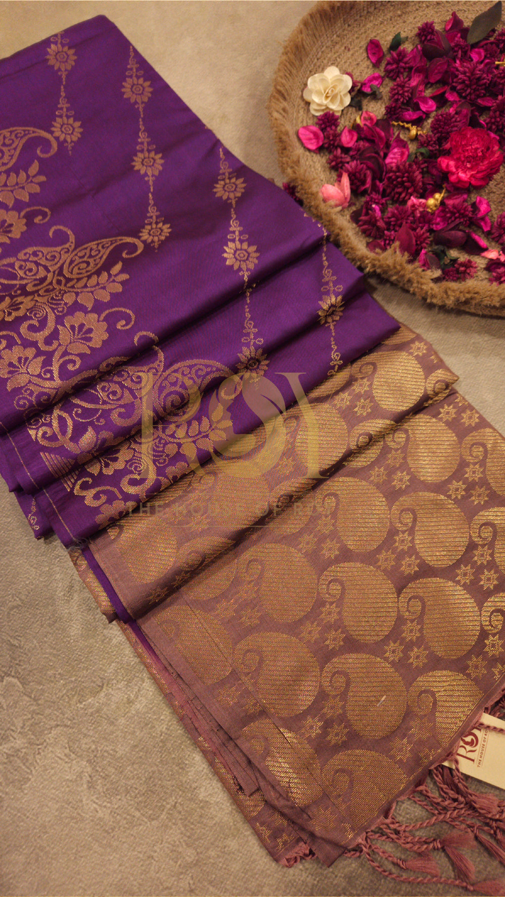 Violet turning border soft silk