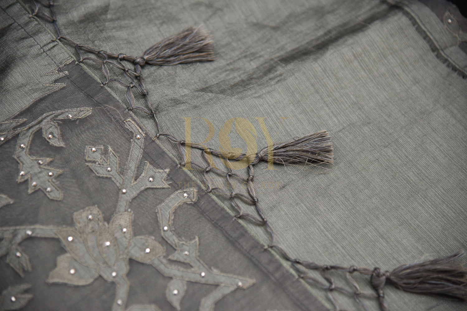 A silk cotton saree with a matching fusion